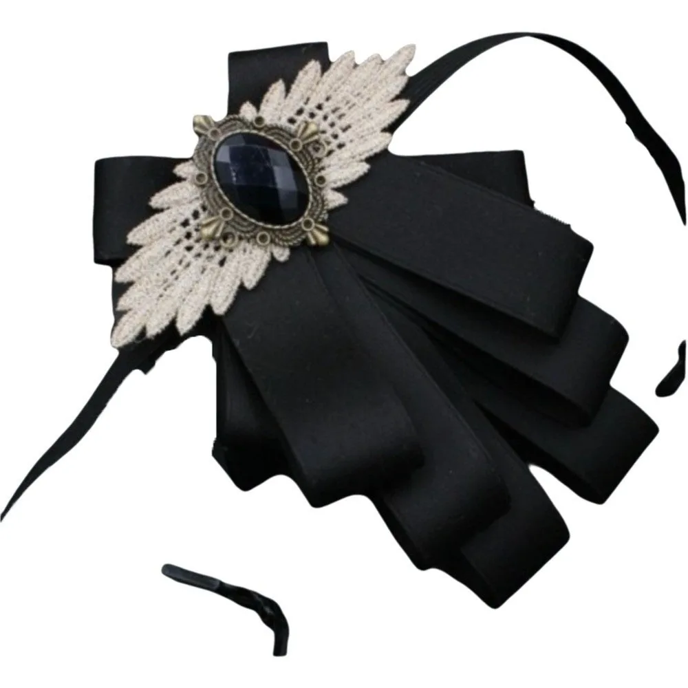 

Solid Color Rhinestone Collar Flower Adjustable British Style Gentleman's Bow Tie Bowtie Neck Decoration Men's Suit Accessory