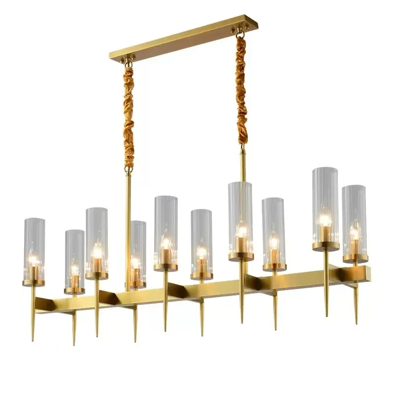 American Modern Living Room Led Pendant Lights Lustre Gold Metal Glass Shades  Lamp Chain Hanging  Lighting Fixtures