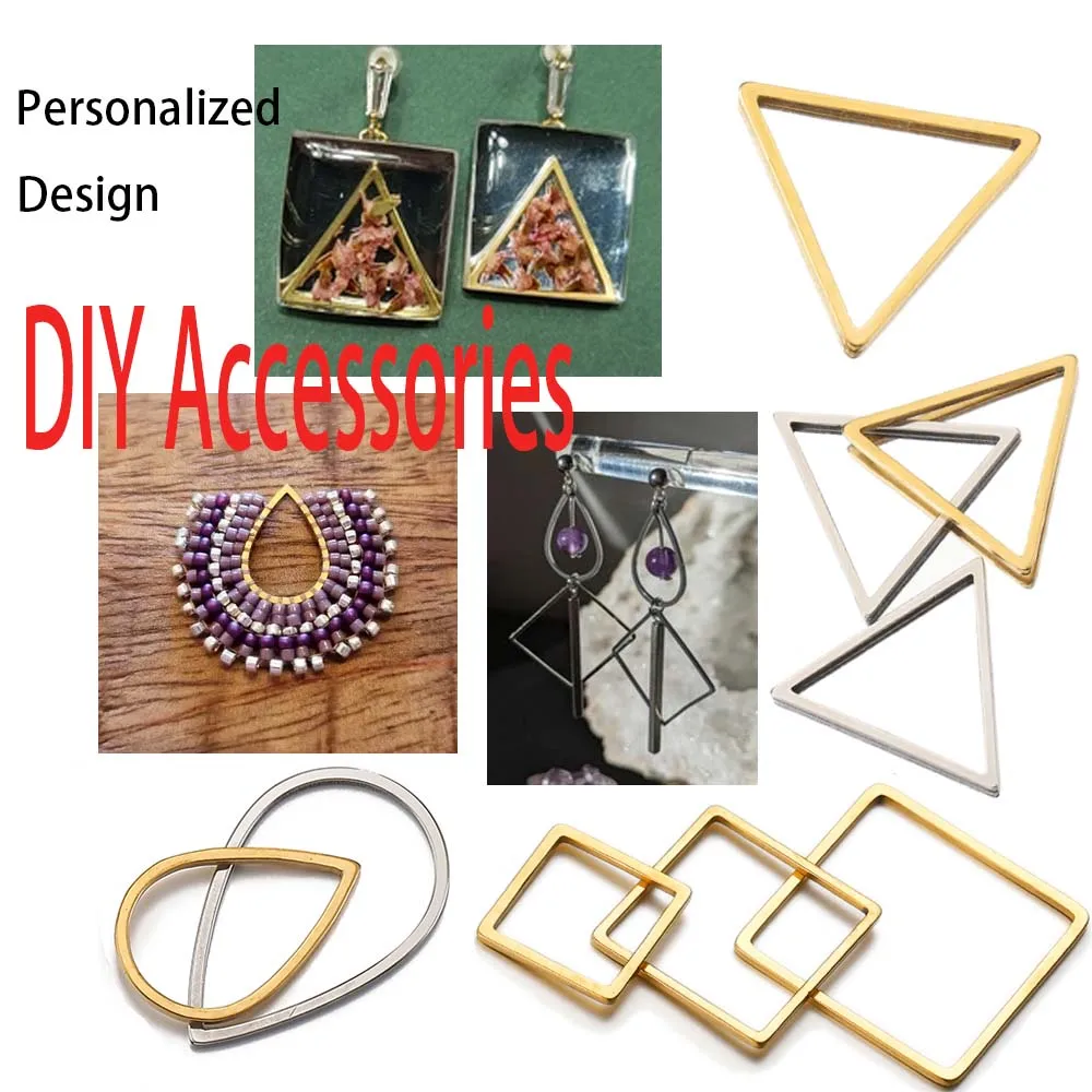 20pcs Stainless Steel Frames Charms DIY Resin Earring Pendants Base Geometry Hexagon Blank Bezel for Jewelry Making DIY Findings