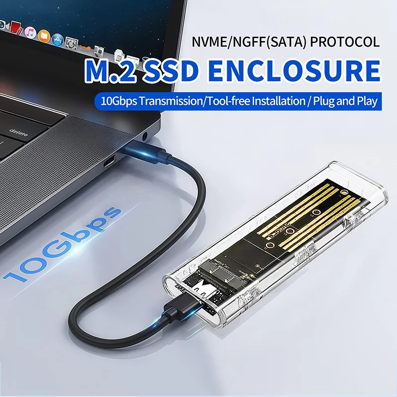 M.2 M.2 NVME SATA Mobile Hard Disk Case Clear USB Type C 10Gbps External Enclosure For Laptop Hard Disk Accessories Hard Disk Box - Aliexpress Deal