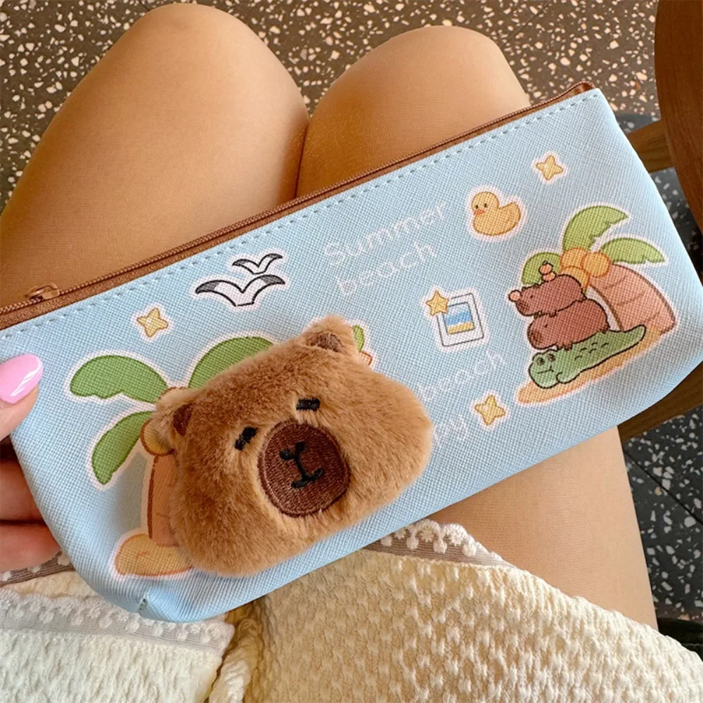 Śliczna torba na długopis Capybara Cartoon Piórnik o dużej pojemności Wielofunkcyjne pudełko na długopisy Studenci