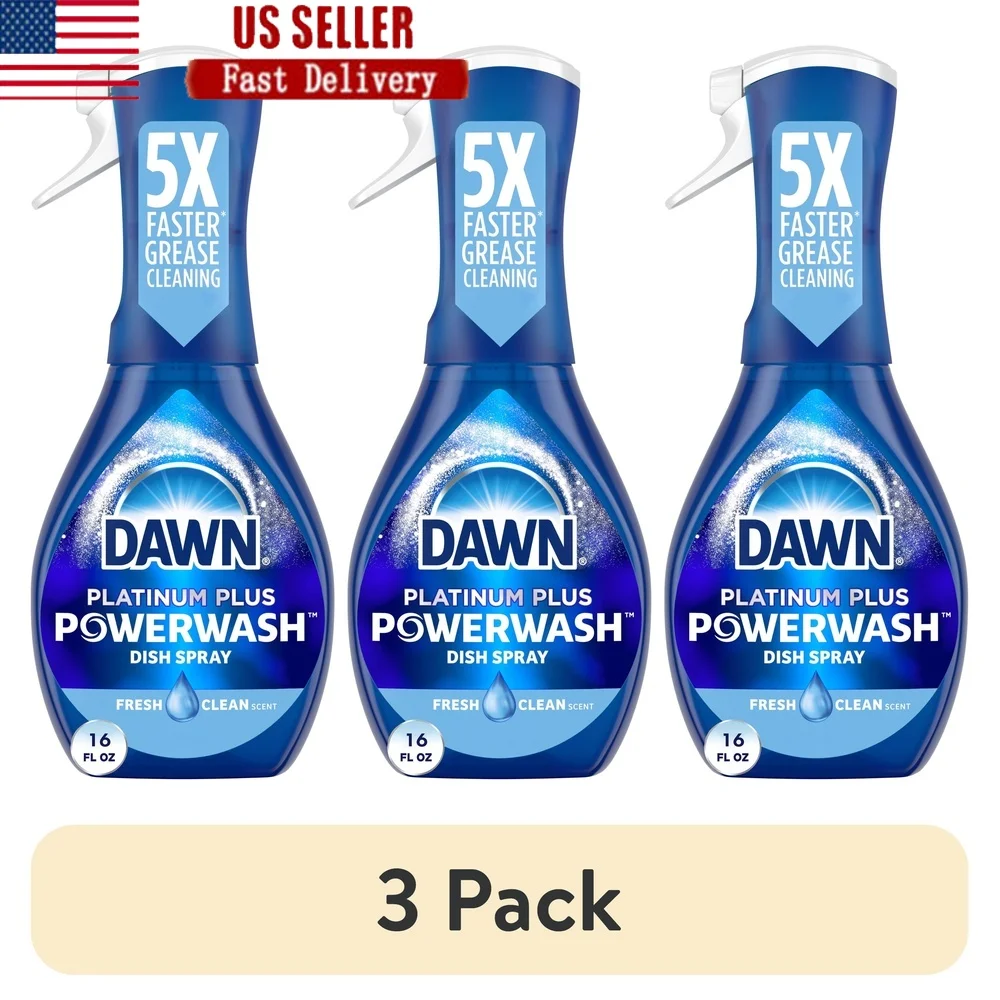 

3 упаковки Powerwash Spray Dish Soap Liquid 16 жидких унций Стартовый набор Быстрая очистка жира Suds Простые в использовании запасные части Спрей для протирания Ополаскивание