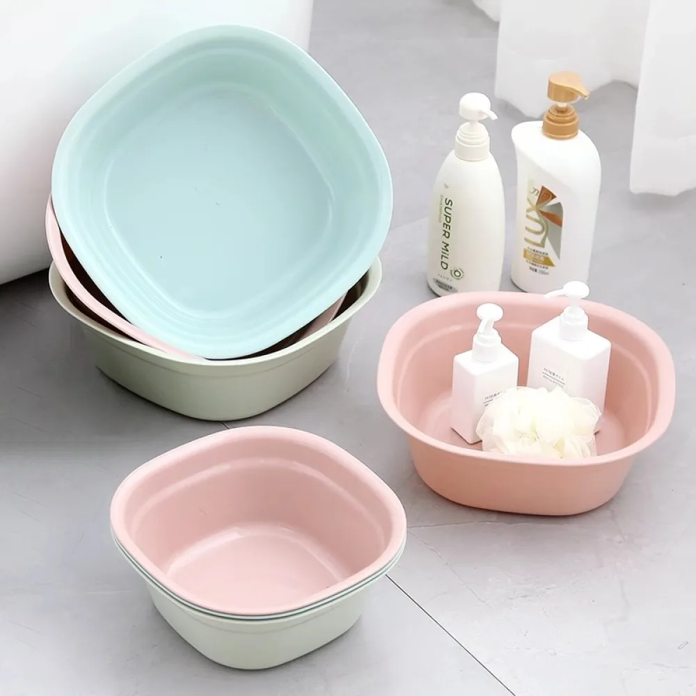Sturdy Square Plastic Basin Thickened Laundry Tub Space Saving Storage Container Household Vegetable Washing Face Basin