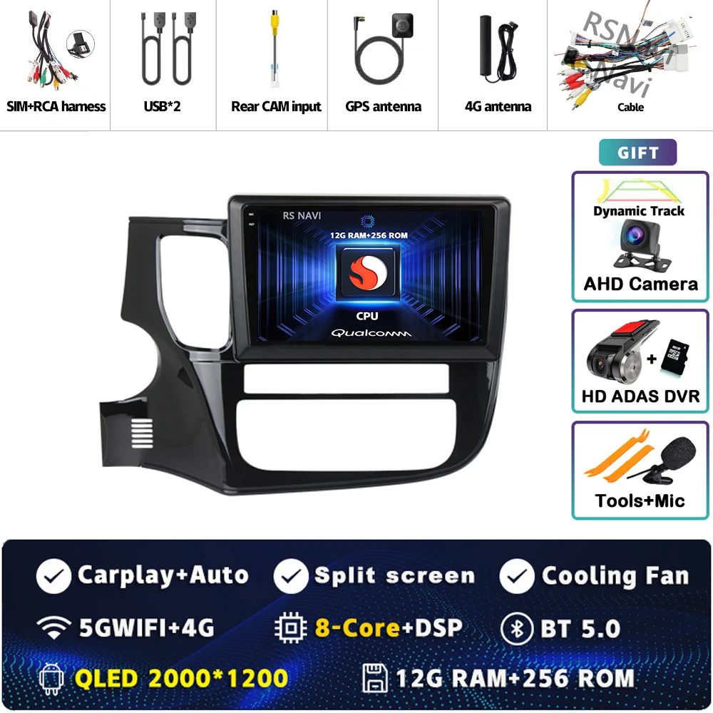 Android 15 Voor Mitsubishi Outlander 3 GF0W GG0W 2012-2018 Stereo Autoradio Multimedia Video Player GPS AI Voice CarPlay