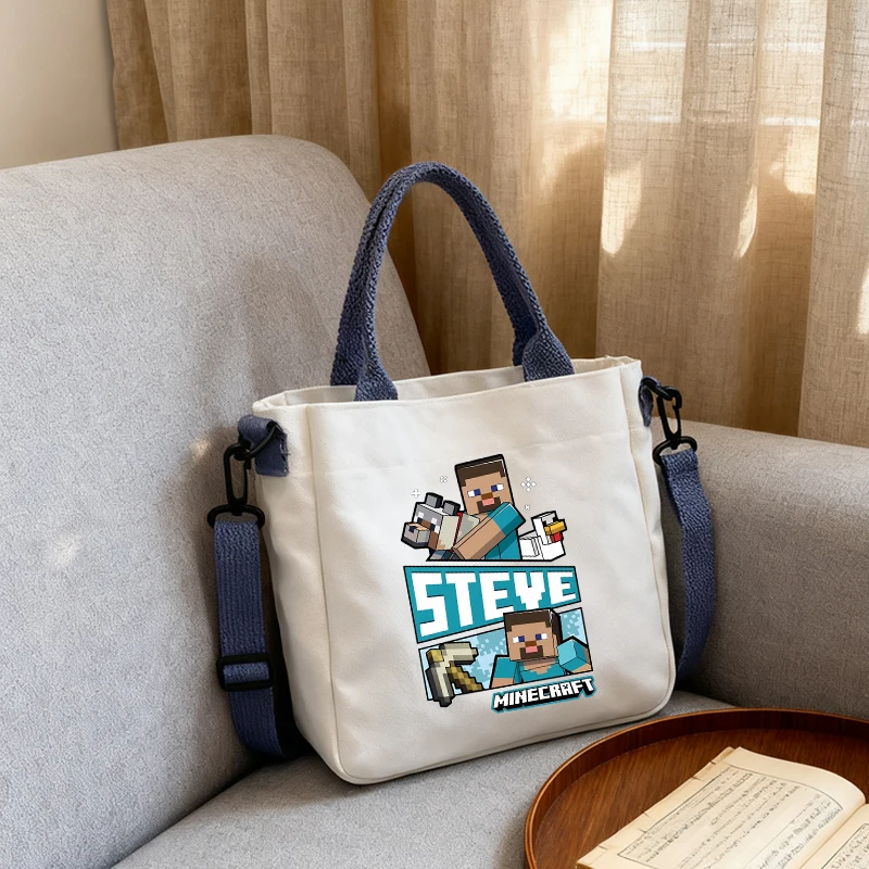 

Games Theme Crossbody Bags Minecrafted Large Capacity Shoulder Bag Boy Anime Tote Teenagers Fashion Canvas Handbag Birthday Gift