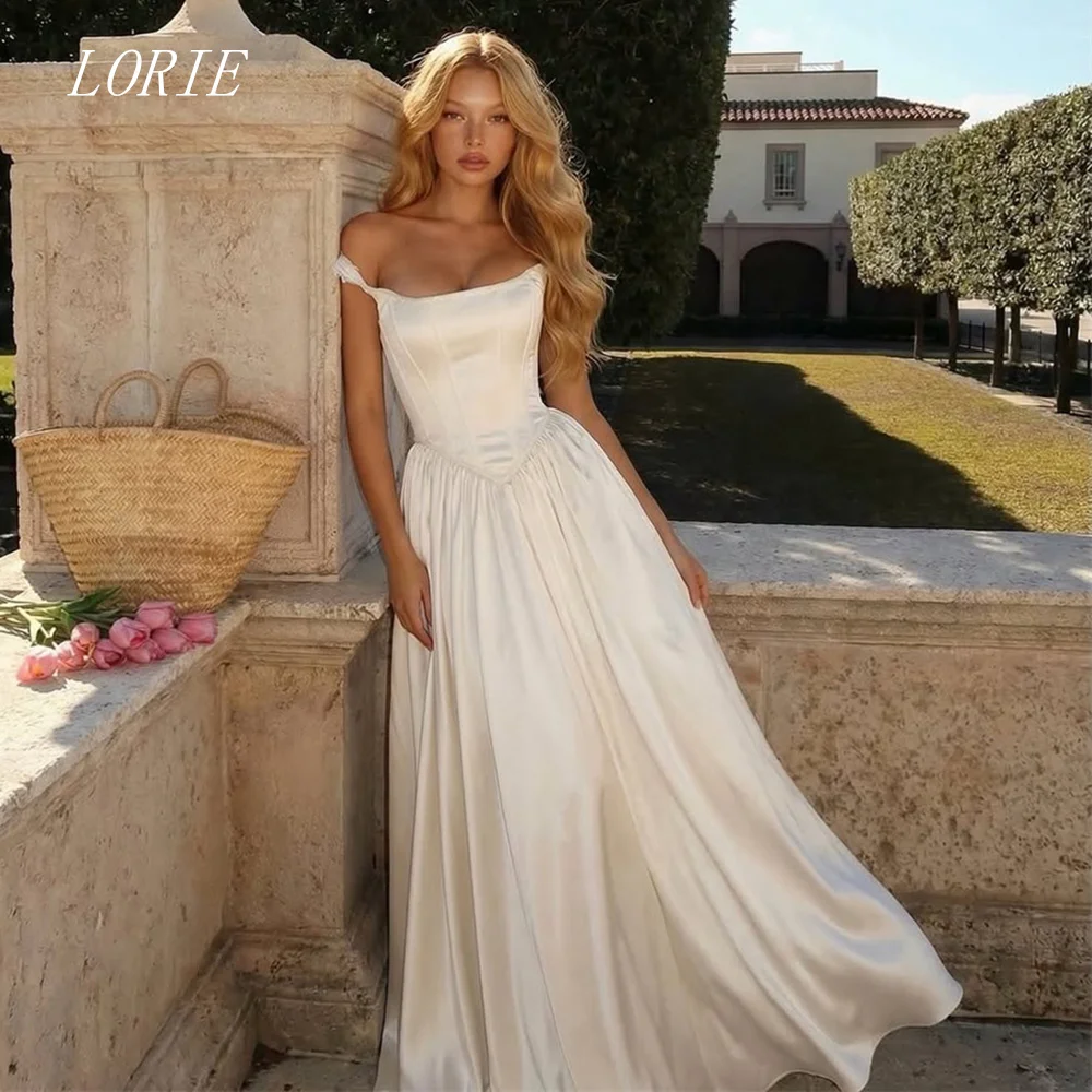 LORIE Luxury Classical A Line Civil Wedding Dress Simple Bridal Dresses Square Collar Engagement Wedding Gown Customized 2026