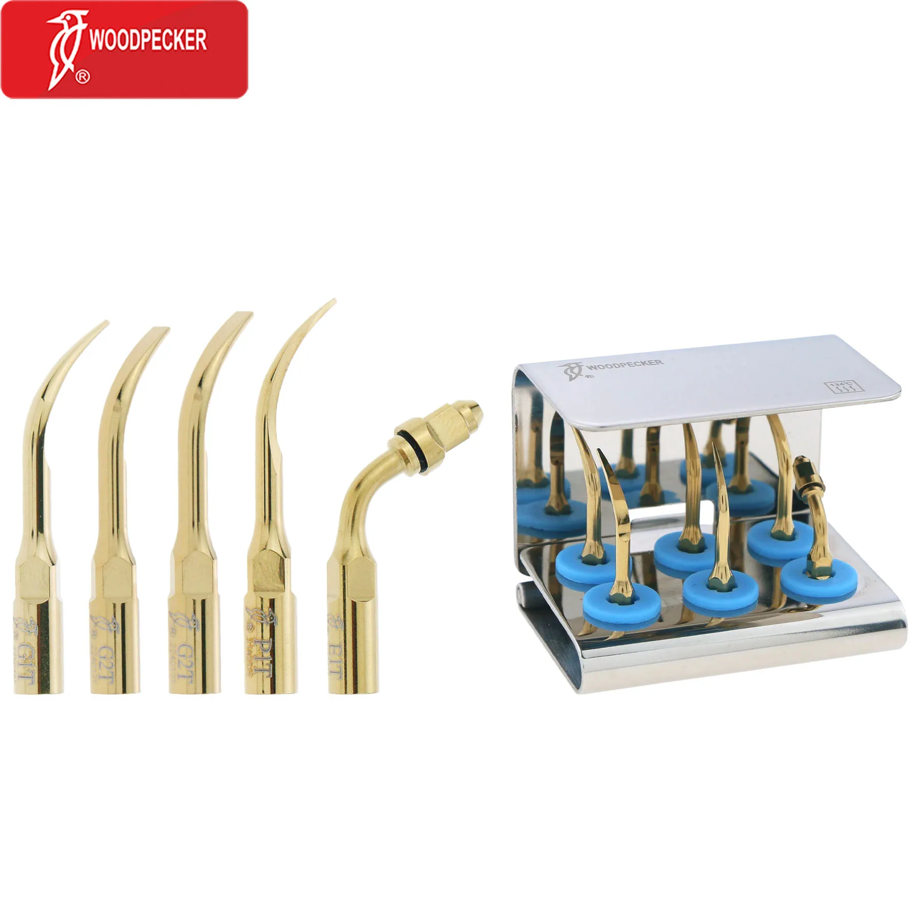 

Woodpecker Dental Ultrasonic Piezo Scaler Scaling Perio Endo Gold Tips G1T G2T G4T P1T E1T 2# Scaler Tips Holder For EMS