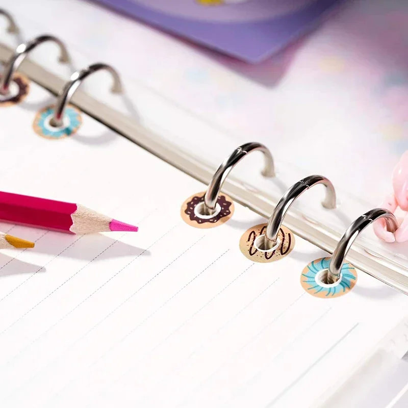 Kawaii Donuts Loose Leaf Hole Stickers Self Adhesive Protector Labels for Notebook Planner Office Binding Hole Reinforcement