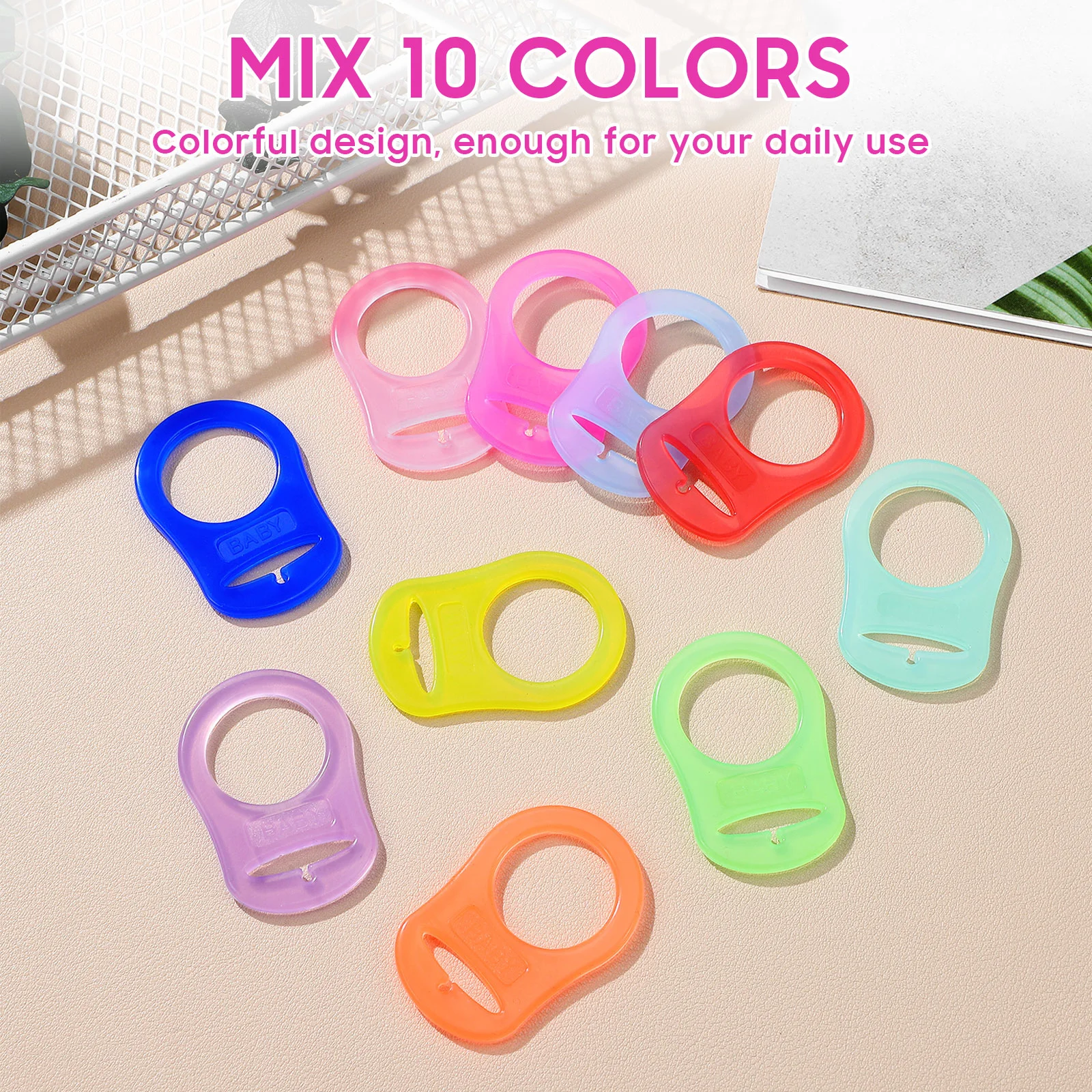 10 Pcs Baby Pacifier Clip Adapter Silicone Gasket Pacifiers Rings Strap Adapters