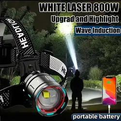 New 10000000LM Most Powerful Headlamp 800W Headlight USB Rechargeable Head Flashlight High Power Outdoor Head Lamp Fishing Light