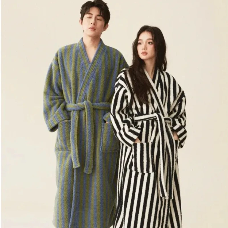 

Couples Warm Fce Pajamas F Velvet Extended Thi Robe Coral Velvet Set Morning Batobe Home Clothes Long Winter Pajamas