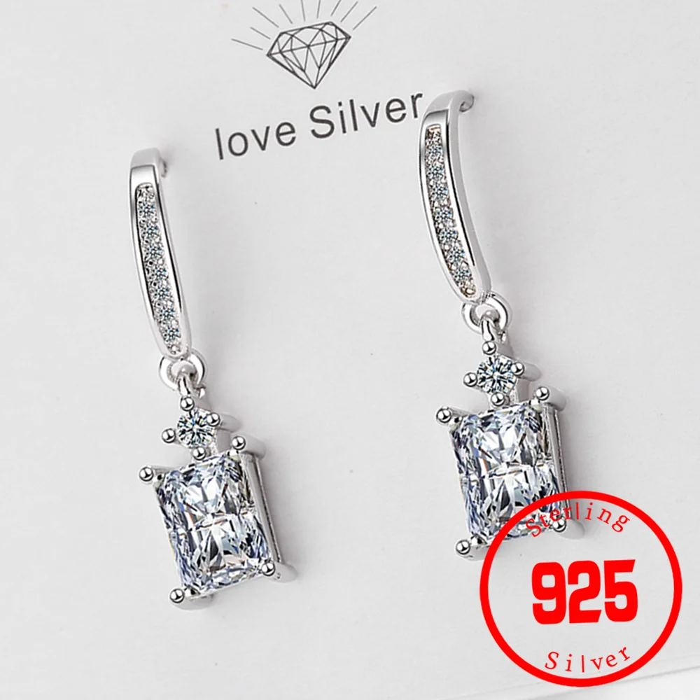 

Crystal Hoop Earrings for Women silver color 925 silver needle Round Diamond Dangle Earrings Tiny Cartilage Drop Earring