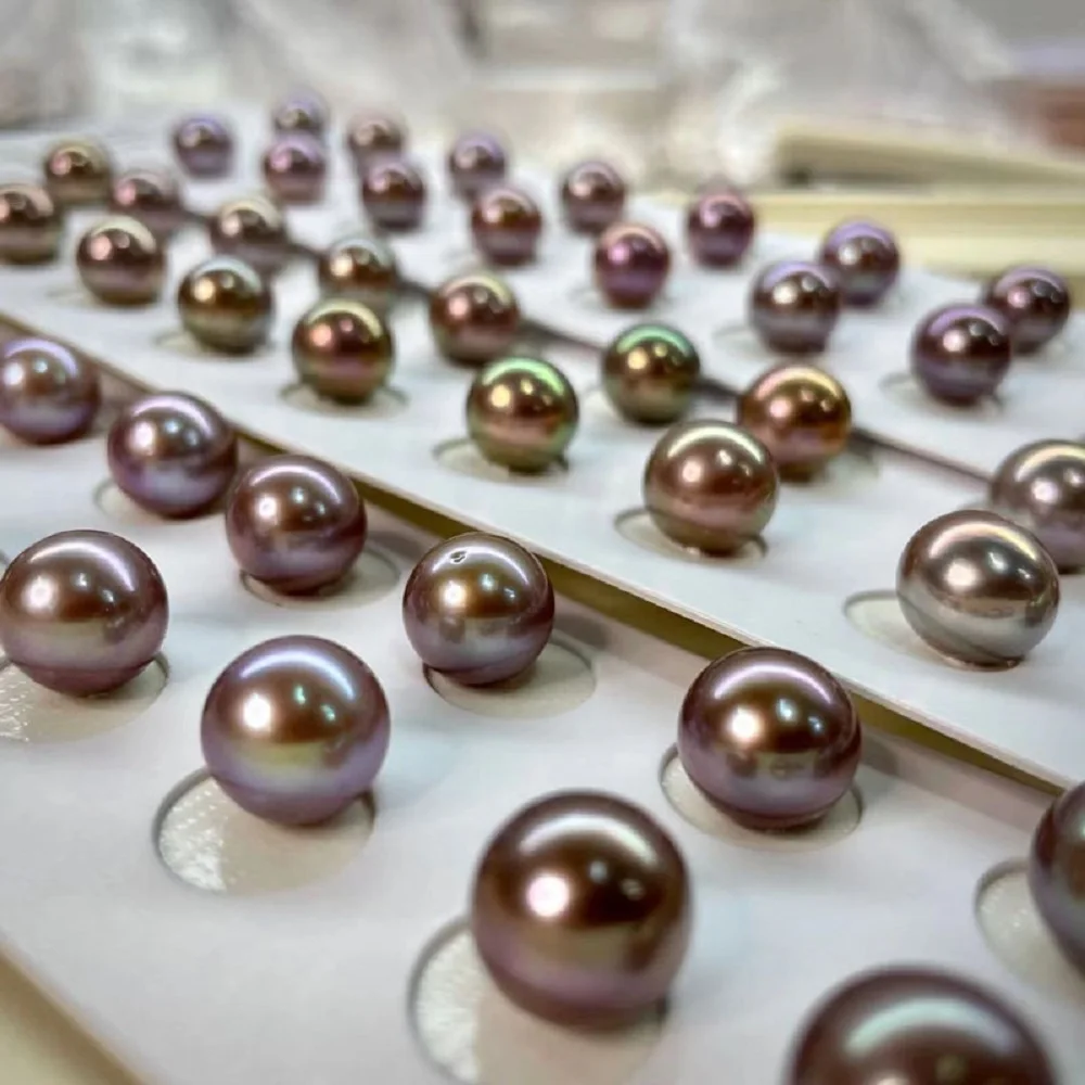 

Natural South Sea Round Purple Pearl Bare Pearl AAAA 10-11mm 11-12mm can be used to make pendant ring and earring 1 piece