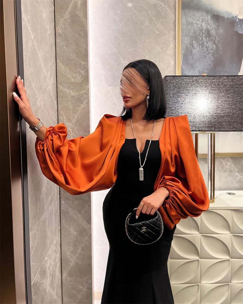 Vestido de noche personalizado para ocasiones formales de satén Kaaba Eid kolات, manga abombada Ruch