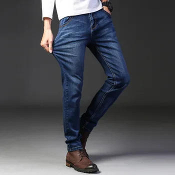 2025 New Business Men's Jeans Casual Comfortable Straight Stretch Fashion male Classic Premium Blue Black Denim trousers 2