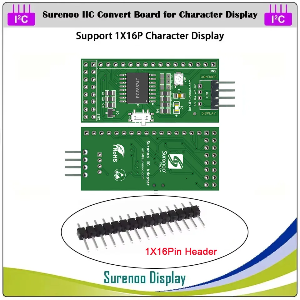 Surenoo Serial IIC I2C TWI Modulo scheda di conversione per 0802 1601 1602 2002 4002 1604 2004 Display modulo LCD caratteri per Arduino