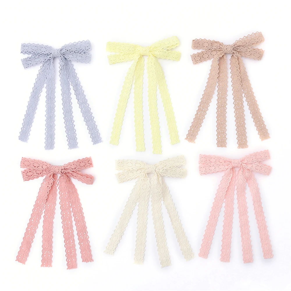 Cotton Lace Floral Knitted Ribbon headband Colorful Elegant  Hairbow  Hair Accessories Elegant Hair Scruchy hairband bow clip