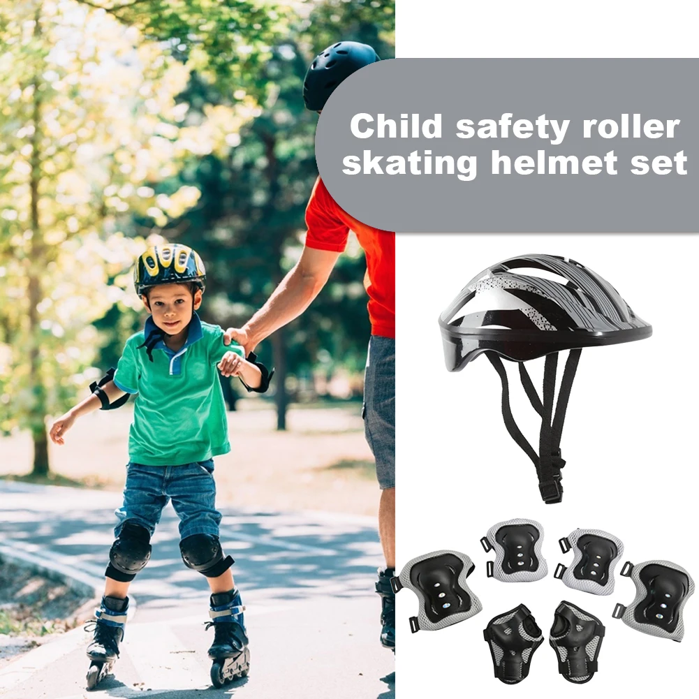 7Pcs/Set Childrens Riding Helmets Knee Elbow Protective Gear Set Kids Skateboard Scooter Helmet Set Anti Drop Equipment