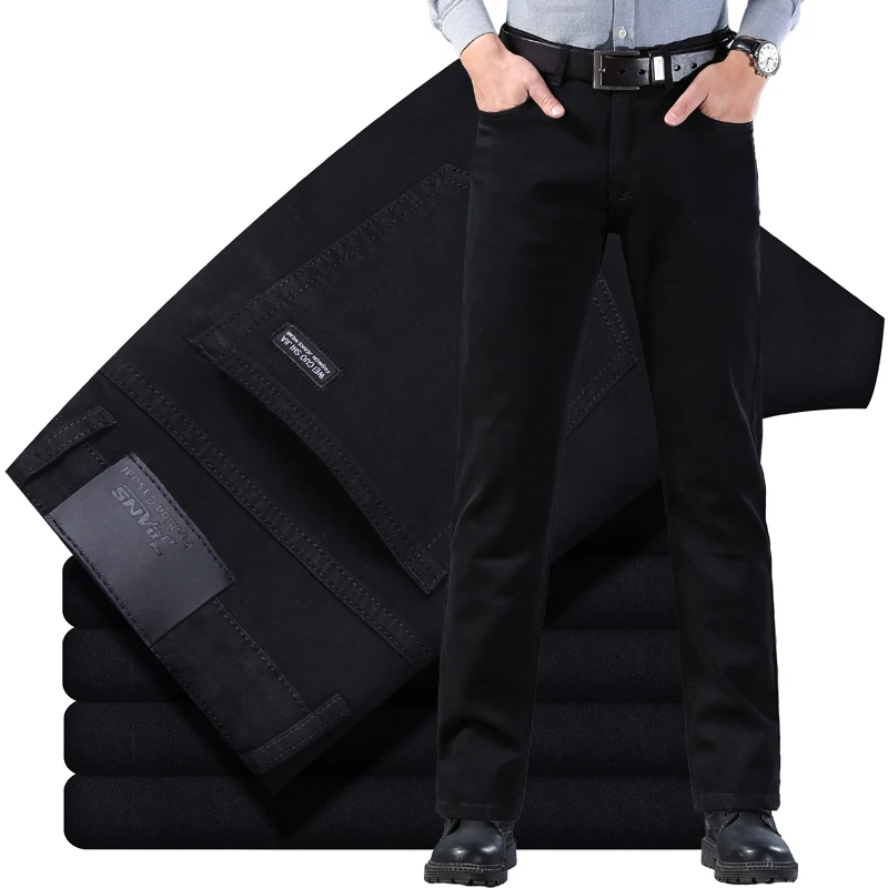 2024 New high-quality Fashion Casual Cotton Business Black  Denim Pants Male Trousers Men's Stretch Regular Fit Jeans