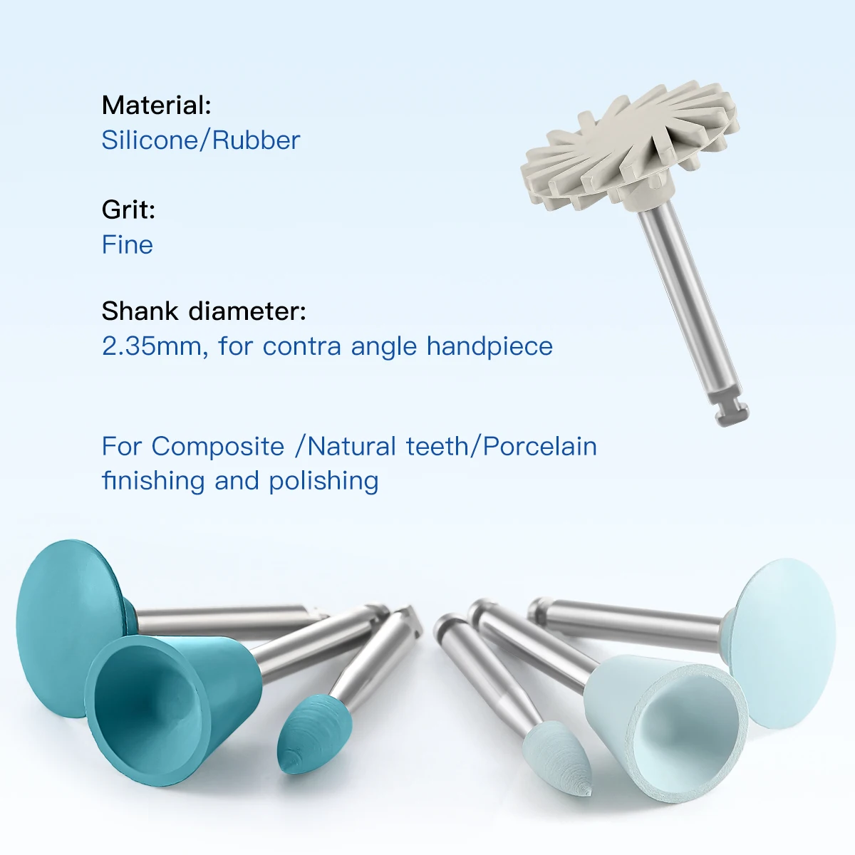 AZDENT 14 sztuk/zestaw zestaw do polerowania kompozytu dentystycznego RA 2.35mm polerka z gumy silikonowej do porcelany naturalne zęby polerowanie