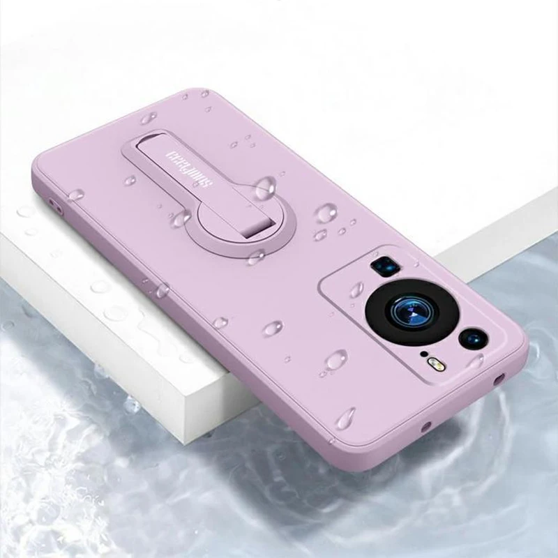 For Huawei P60 Pro Art Liquid Silicone Sleeve with Bracket for Huawei P60Pro P60Art Phone Case Protective Shell Soft Cover