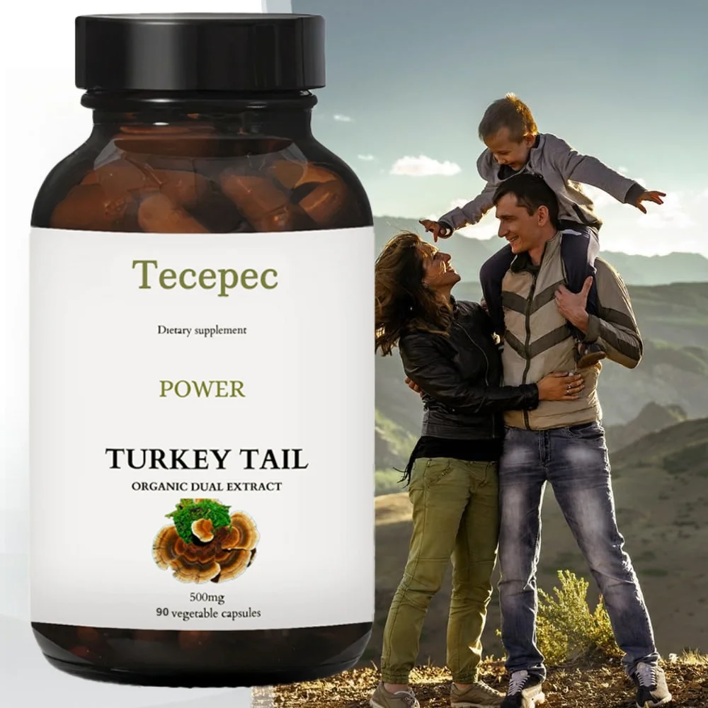 Turkey Tail Mushroom Extract Capsules for Intestine, Energy, Brain, and Immune Support, Non GMO