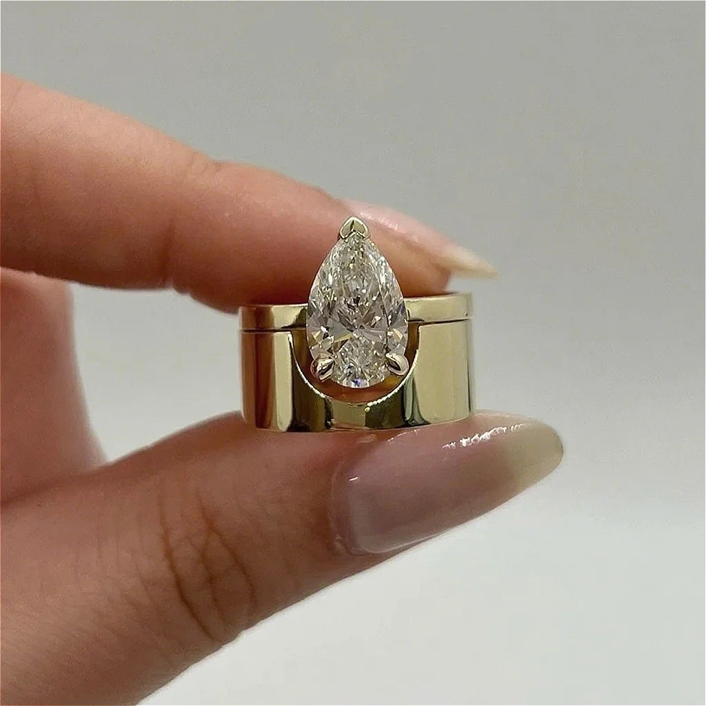 2pcs/set Women's Fashion Ring Set with Sparkling  for Engagement Weddings, Holiday Parties&Innovative Festival Gifts-no box