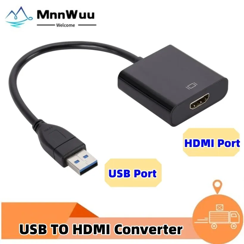 

USB 2.0 To HDMI-compatible Audio Video Adapter Converter Cable 1080P 60HZ HD High Speed USB TO HD Adapter for Windows 7/8/10 PC