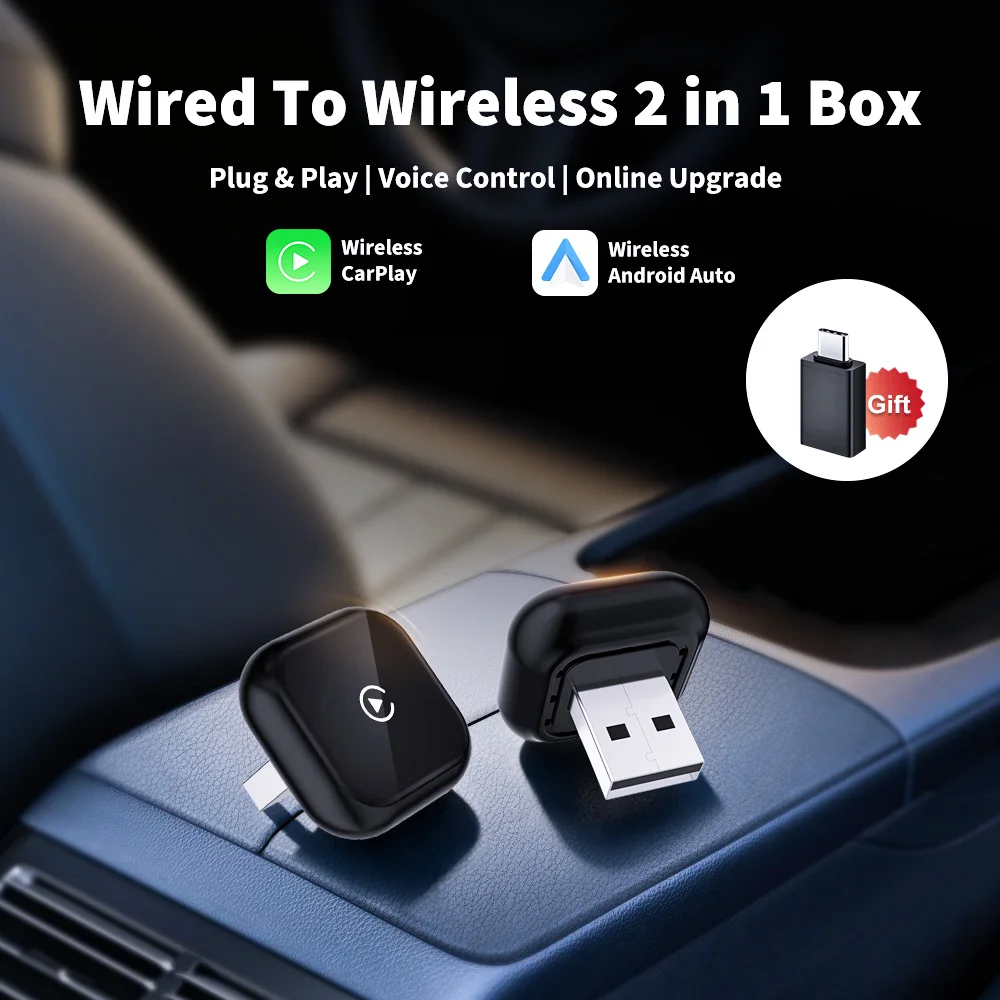

Беспроводной адаптер CarPlay/Android Auto 2026 FLIXIVI: Plug and Play, универсальный для VW, Toyota, Nissan, Honda, Ford, Benz (для проводных систем)