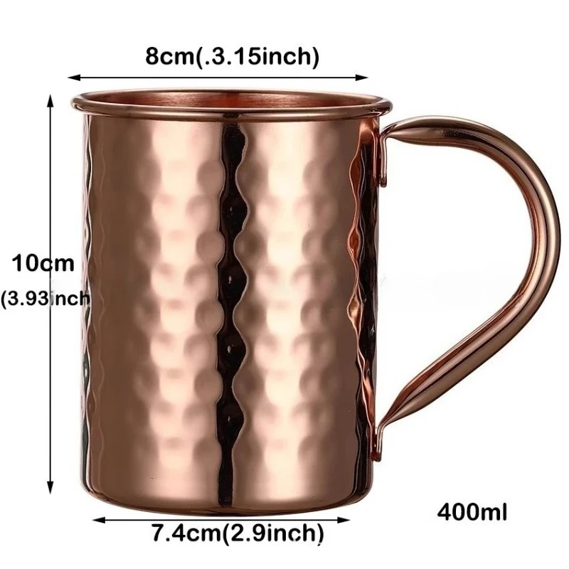 400ml Galvanisch Verkupferter Moscow Mule Becher Langlebige Kupferfarbene Bierkrüge Kaffeetasse Milchbecher Galvanisch Verkupferter Becher Trinkgefäß – Detail 6