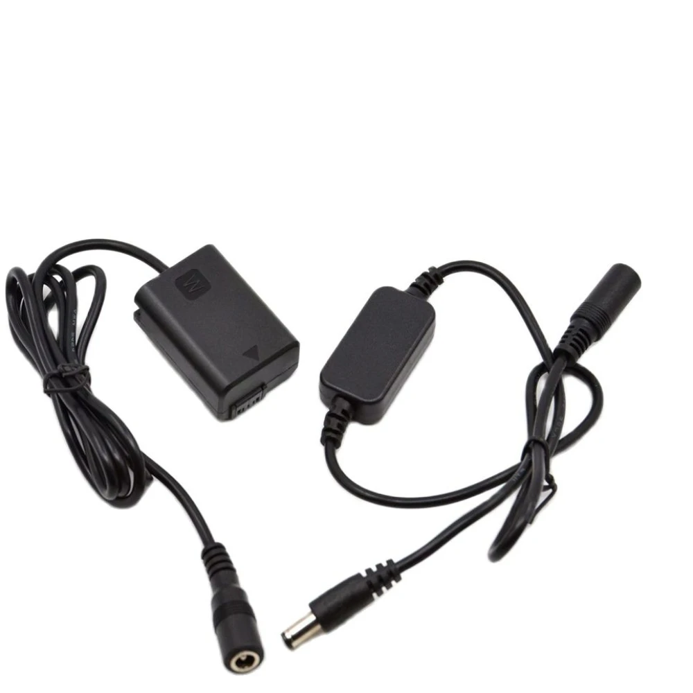 NPFW50 Dummy Battery Step-down DC Power Cable for Sony A3500 A6000 A6300 A6500 A7000 A7II A7RII A7SII RX10 ZV-E10 NEX3 Camera