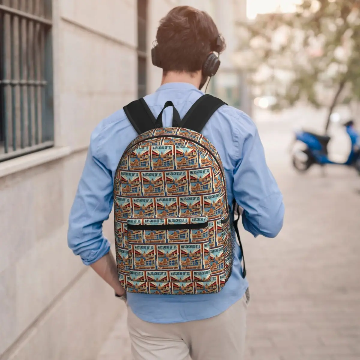 

1950s Massachusetts USA Tourism Backpack Boys Girls BookBag Children School Bag Computer Shoulder Bags for Men Women