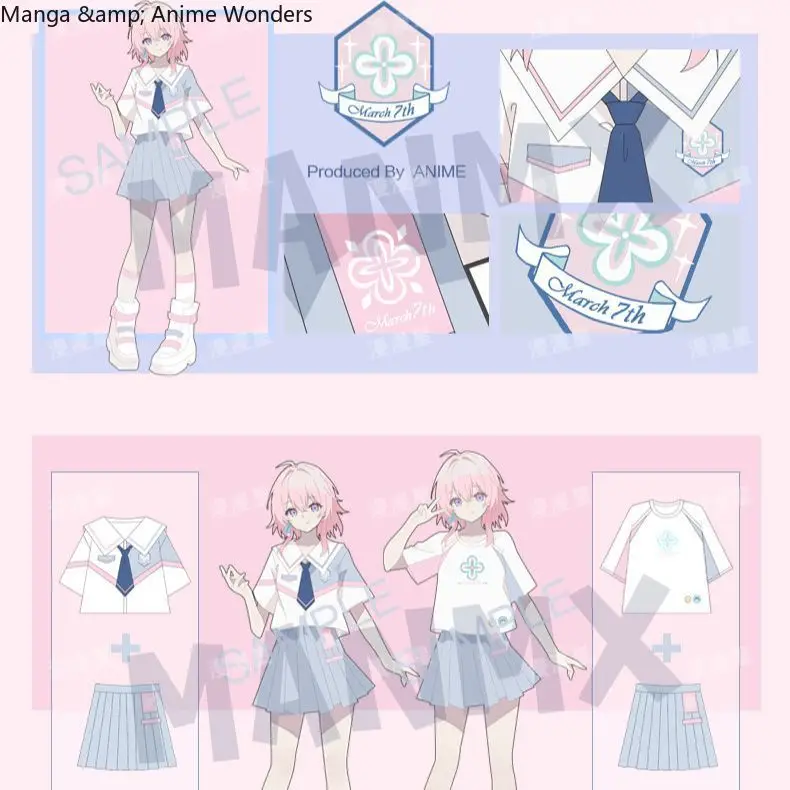 

New Honkai: Star Rail March 7th Game Anime Cosplay Pajamas Woman Spring Short Sleeve Skirt Household Clothes Suit Birthday Gift