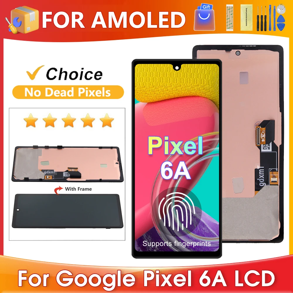 Google Pixel 6A Google Pixel6A GX7AS GB62Z G1AZG LCD 디스플레이 터치 스크린 디지타이저 어셈블리 교체용 AMOLED