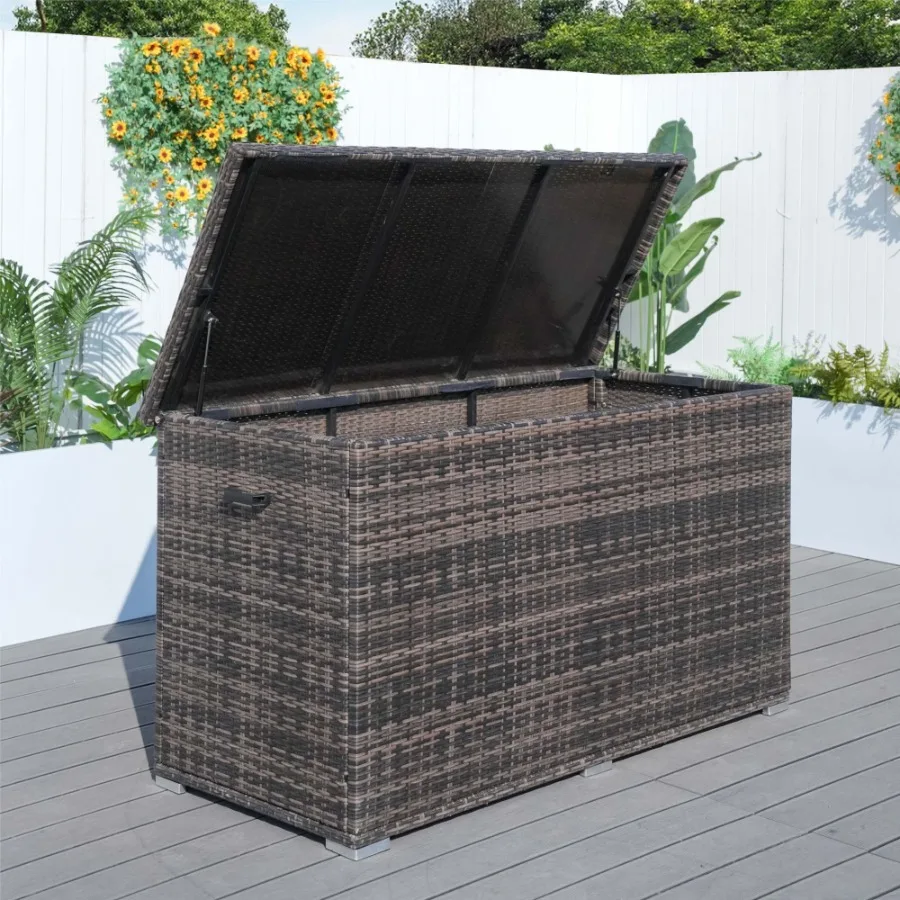 

Уличный ящик для хранения из ротанга Direct Wicker, большой, 296 галлонов, коричневый, из ротанга Ламао