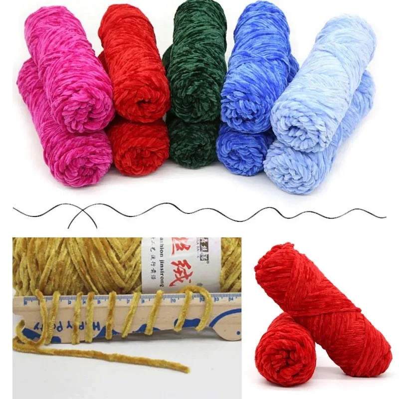 100g Chenille New Soft Rainbow Wool Craft Sweater Yarn BluePink Chunky Crochet BabySoft Knitting Thick DIY Velvet