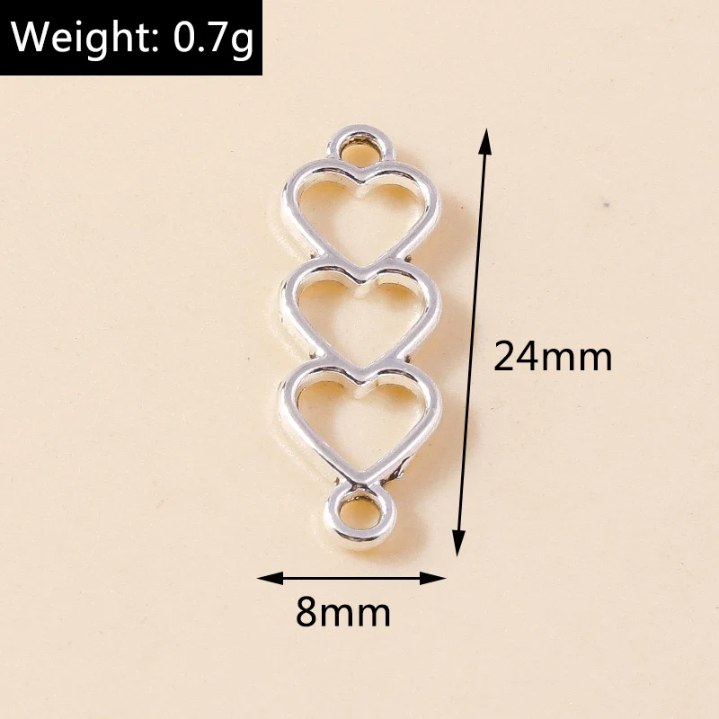 Leslie 50pcs Gold Silver Plated Arrow Love Hearts Charms for Jewelry Making Women Alloy Pendant Necklace Diy Findings