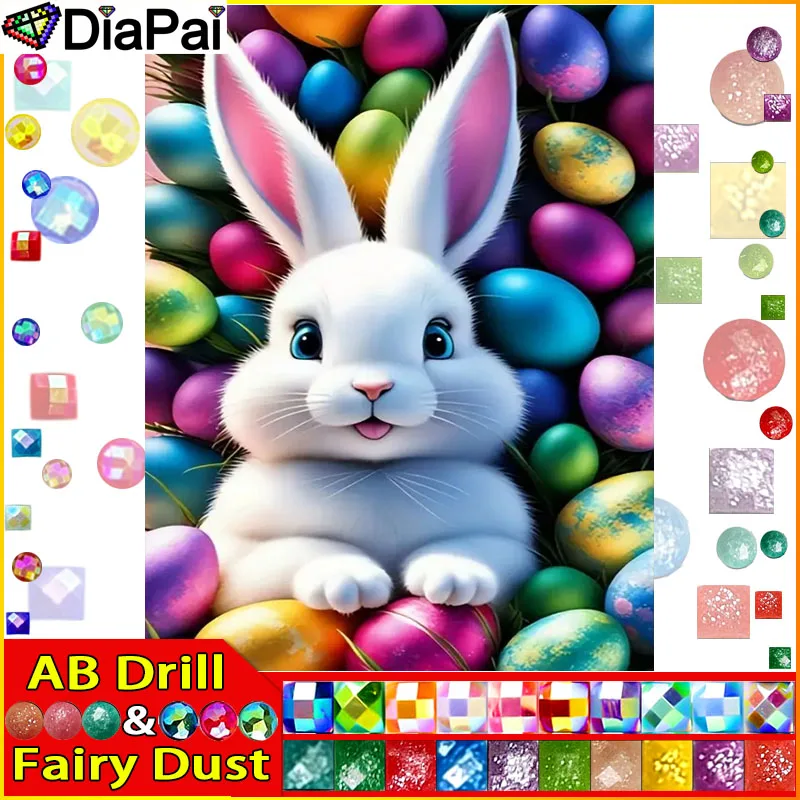 DiaPai Fairy Dust AB Diy Vollquadrat Rundbohrer 5D Diamant Malerei Diamant Stickerei „Kaninchen Eier“ Home Decor Geschenk