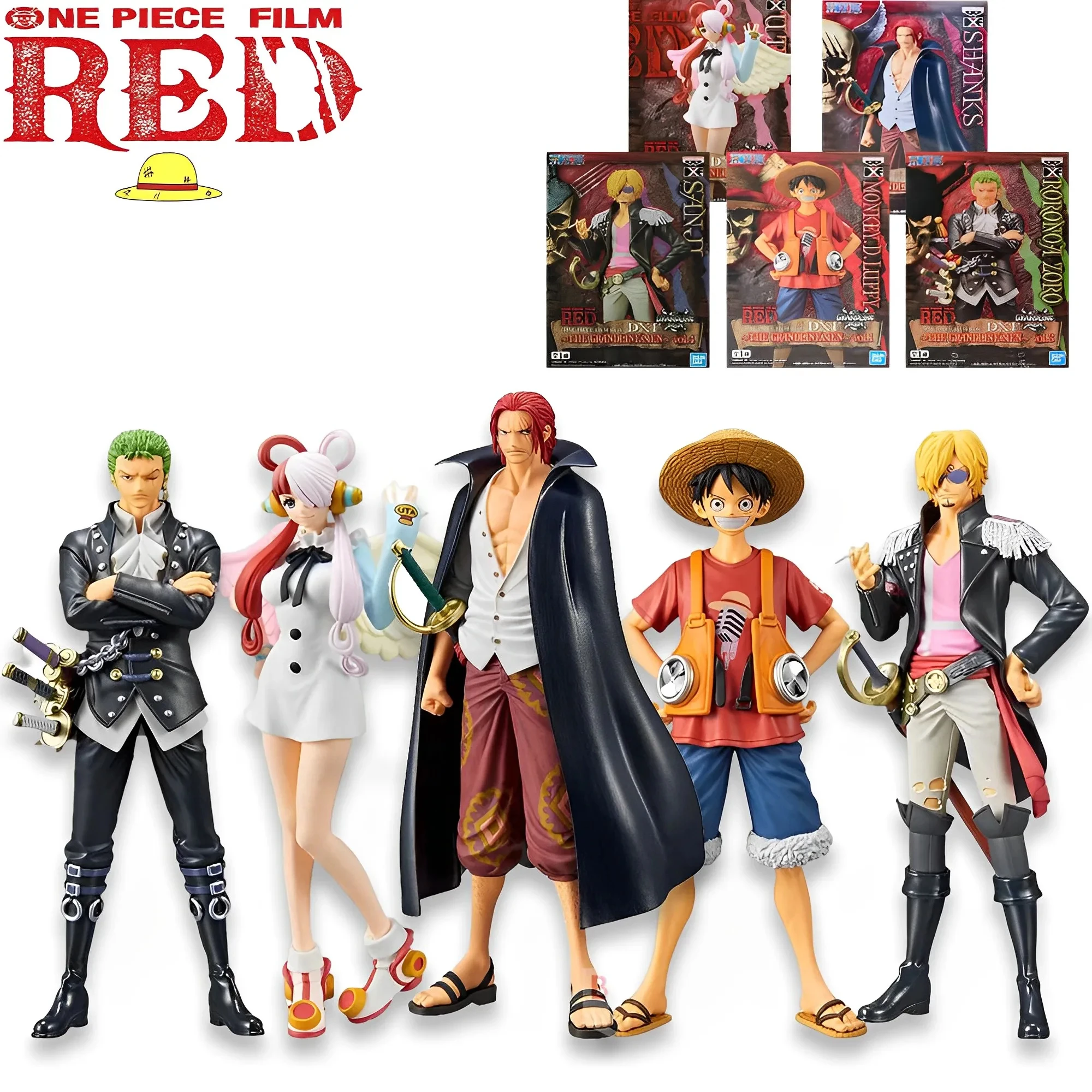 5 Styles One Piece Film Red Four Emperors Shanks Model Anime Action Figure Luffy Uta Zoro Statue Collect Ornaments Boy Toy Gifts