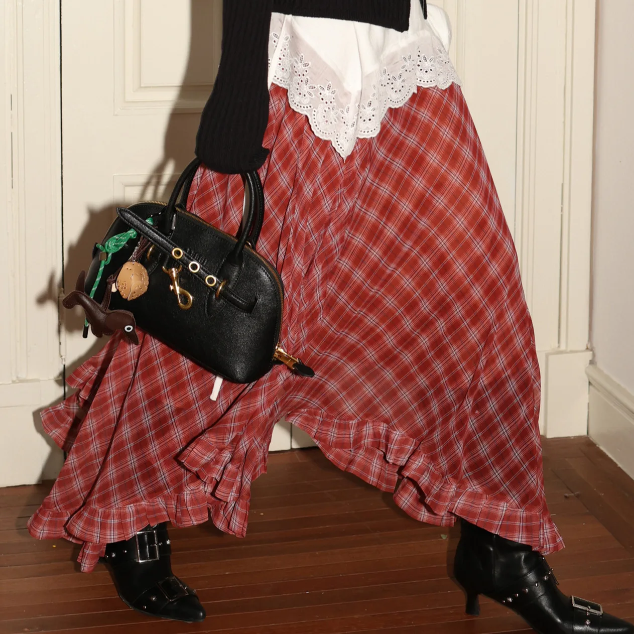 

Юбки женские длинные юбки в клетку трапециевидной формы нестандартной формы уличная одежда винтажные свободные вечерние клубные с высокой талией элегантные сращивания Y2k лето 2025