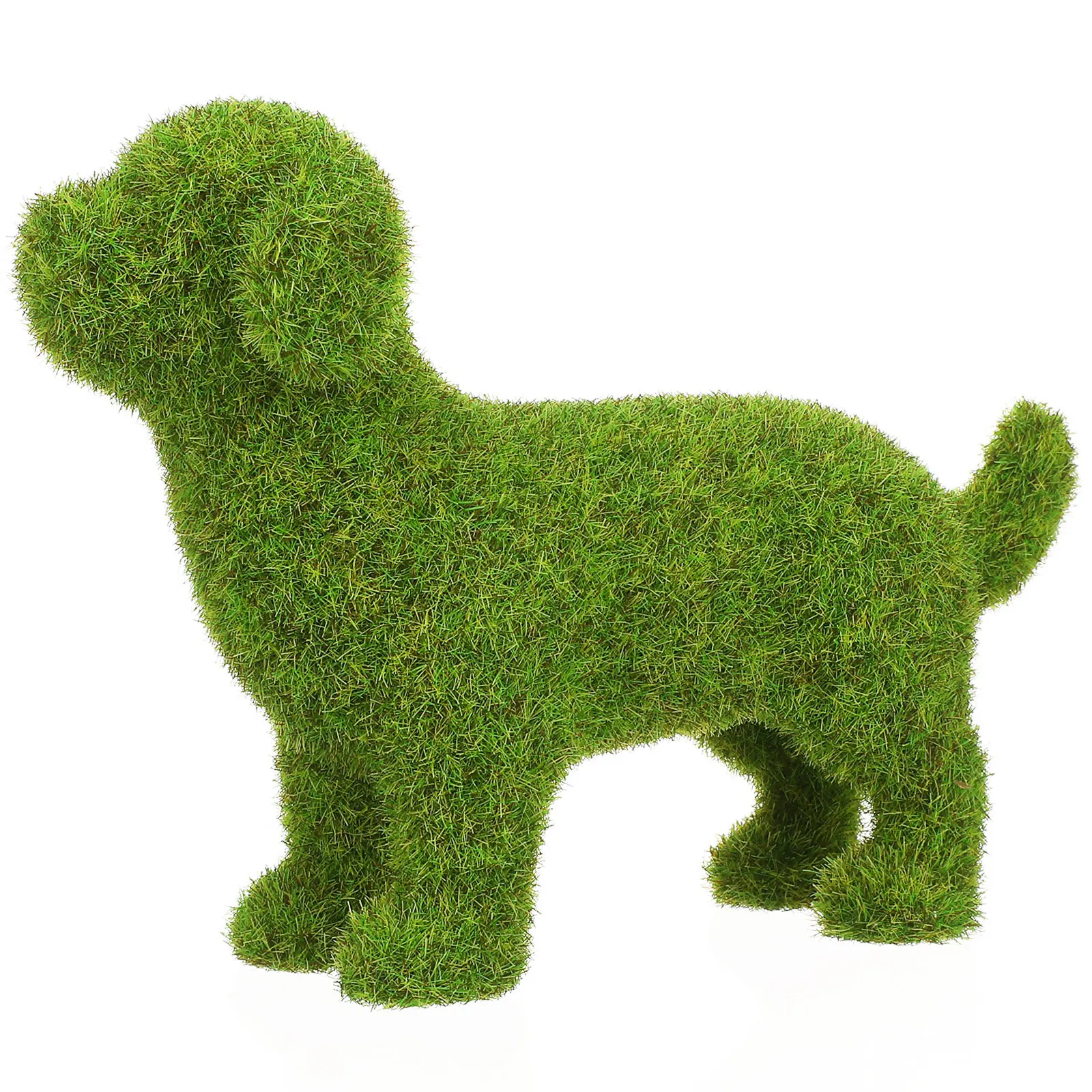 

1Pc European Style Flocking Dog Decor Outdoor Garden Ornament Green Animal Figurine Miniature Model