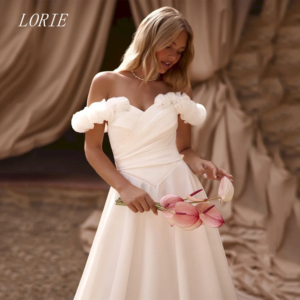 

LORIE Luxury 3D Flowers A Line Wedding Dress Off The Shoulder Bridal Dresses Appliques Temperament Wedding Gown Customized 2026