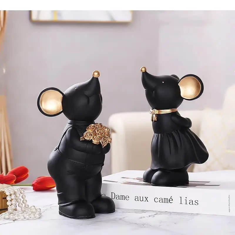 Cartoons Simulation Animal Sculpture Mouse Couples Resin Crafts Furnishings Home Decoration Handicraft Accessories Wedding