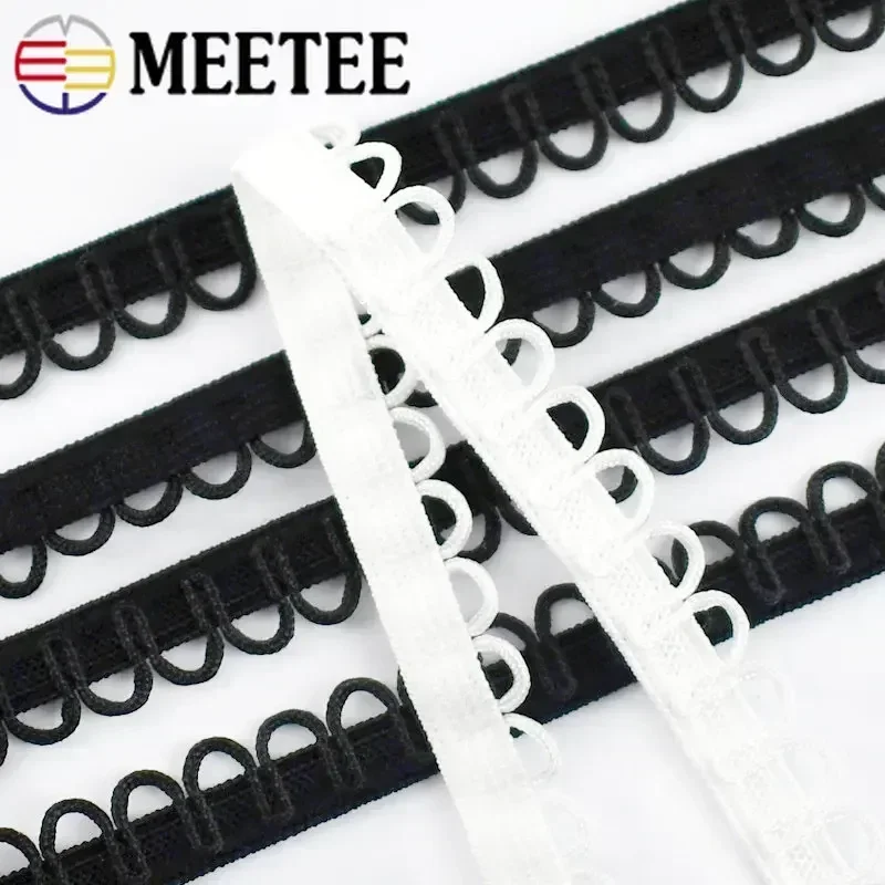 5/10/20M Meetee Nylon Elastic Band Loop Trim U-wave Stretch Collar Buttons Lace Rubber Bands Dress Ribbon DIY Sewing Accessories