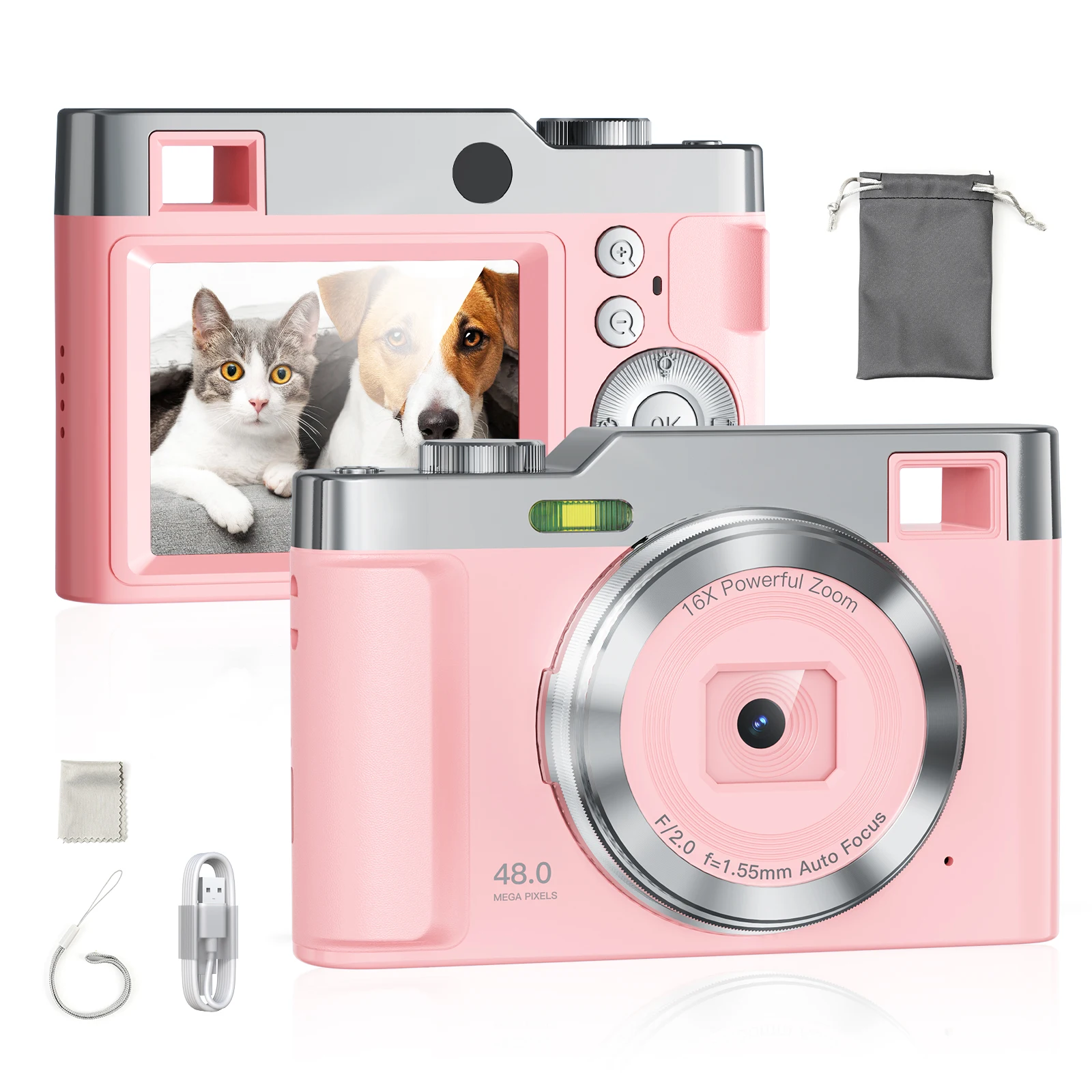 

Digital Photography Camera 16X Digital Zoom Vintage Vlog 4K Video Recorder 50 Megapixels 2.4 inch Screen for Boy Girl Gift
