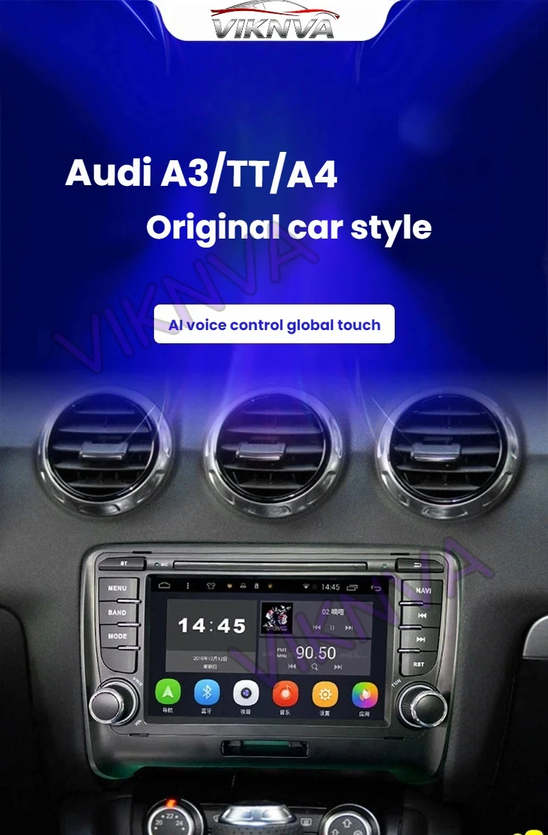 Autoradio for Audi TT MK2 8J 2006-2014 7 inch GPS Navi Android -Core 4+64G Stereo Car Radio Player Audio RDS Carplay BT 5.0