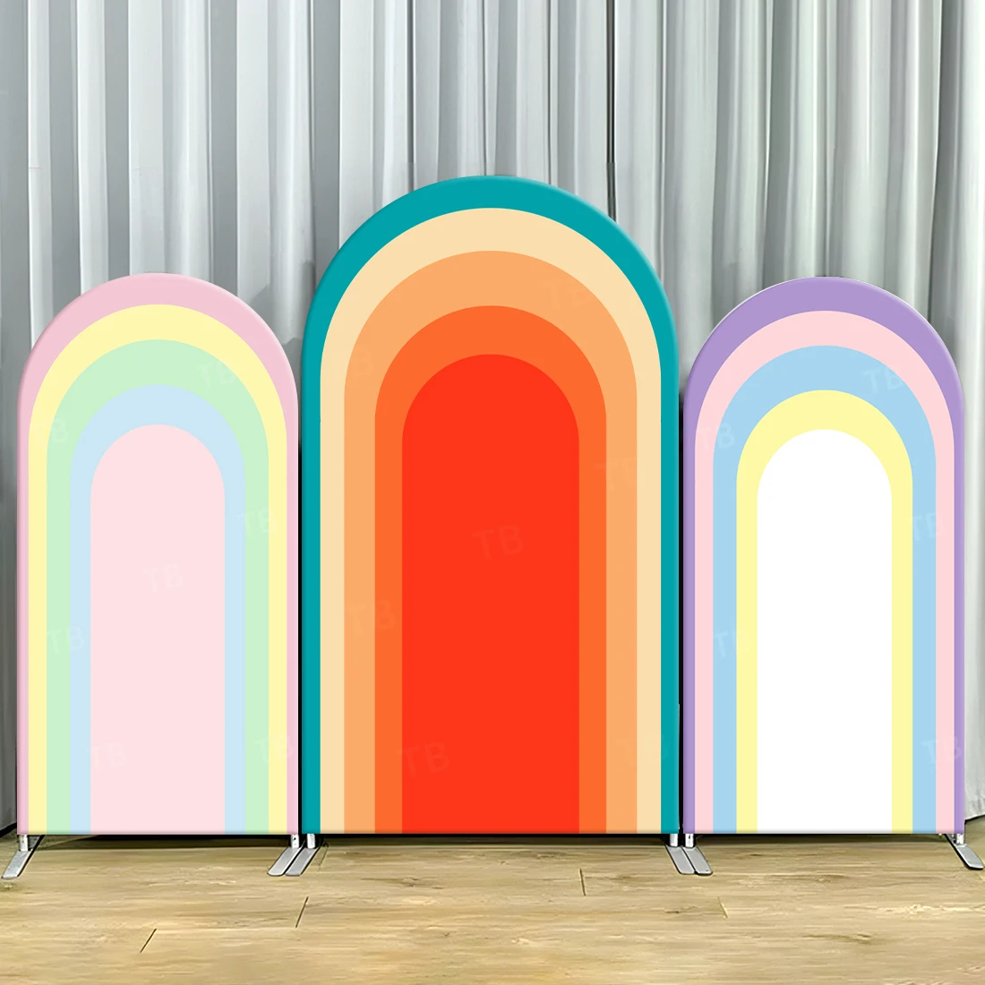 

Rainbow Shape with Bauhaus Gradient Colors Arched Cloth Cover Newborn Baby Birthday Party Supplies Decoration Elastic Fabric