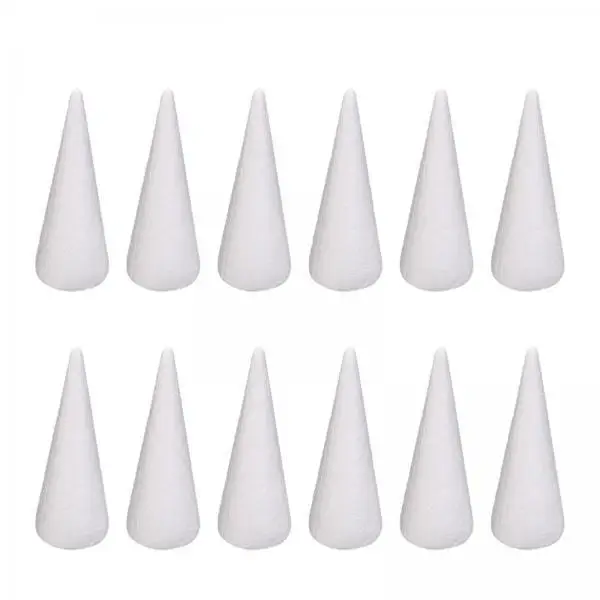 5x 12 Foam Cones for Crafting Christmas Tree Decor Polystyrene Cones for DIY Projects, Parties