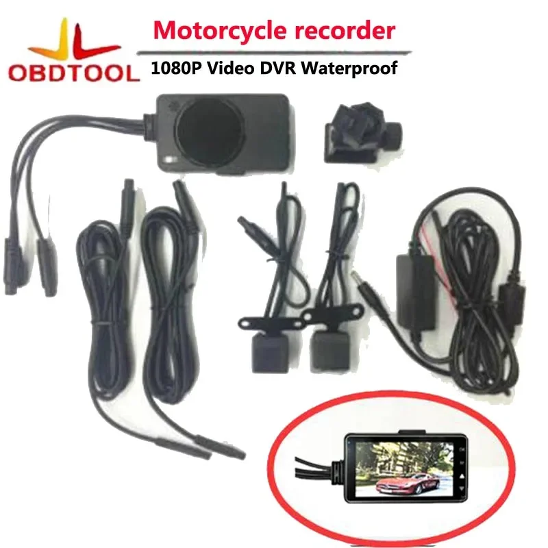 Pantalla LCD de 3,0 pulgadas para motocicleta, grabadora de vídeo impermeable IP68, caja negra, doble lente, DVR, 30FPS, MT80