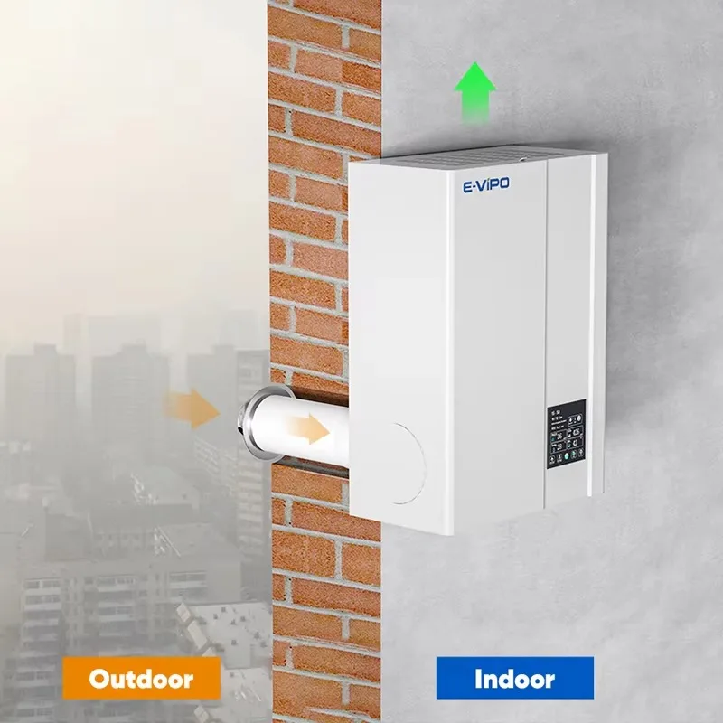 

E-VIPO Ductless ERV System Single Room Heat Recovery Ventilation Fresh Air Ventilation Unit ERV Recuperator Heat Recovery System